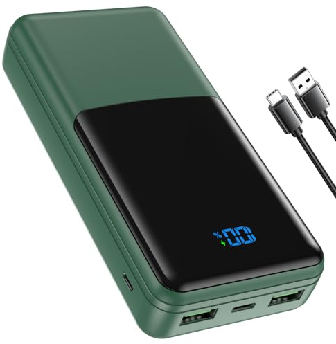 Coblob Power Bank 27000mah, Powerbank Fast Charging with Usb C, External Battery Pack, Mobile Phone Portable Charger with LED Display, USB C Charging Bank with 3 Outputs & 2 Inputs (Green) | External Battery Pack, Mobile Phone Portable Charger with LED Display, 3 Outputs & 2 Inputs, Green