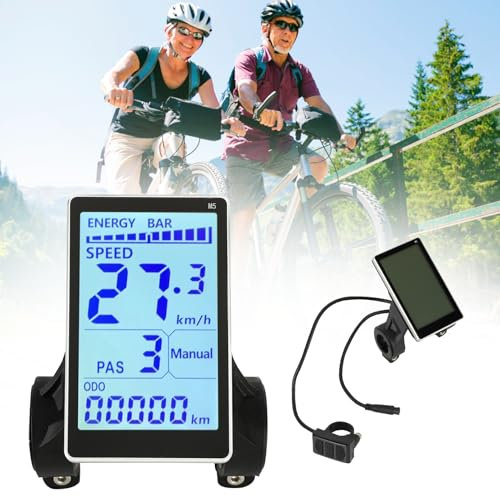 Yosoo Health Gear Fahrradcomputer Digital Fahrradtacho, Tachometer Fahrrad IPX6 Wasserdichter Kilometerzähler 24V 36V 48V 60V 6-Kern Radcomputer LCD Bildschirm Kompatibel mit 2.2cm Lenker