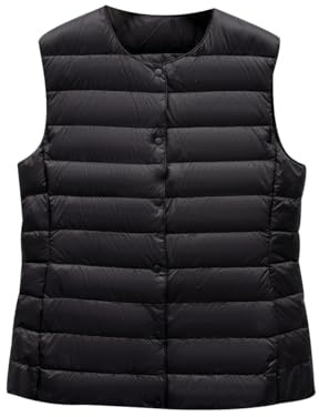HAXNOHEY Women 's Padded Gilet Lightweight Quilted Vest Ultra Light Gilet Ladies Gilet Women Sleeveless Padded Down Jacket Button Collarless Puffer Gilet Outerwear Autumn Winter Warm Wear