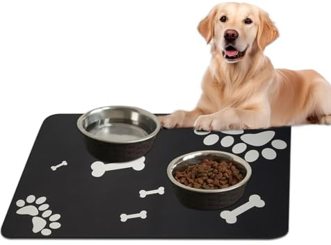 Tapis de Nourriture pour Chien et Chat, 60x40cm Super Absorbant Tapis Chat Gamelle, Séchage Rapide, Imperméable et Antidérapant
