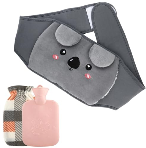 Bouillotte regles douloureuses 1L 120cm, 3 en 1 bouillotte Koala avec housse et ceinture pour la taille, douce et confortable, adaptée pour le cou, les épaules, le dos, les jambes et la taille
