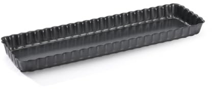 DeBuyer Acciaio Antiaderente Stampo Rettangolare per crostata scanalata con Base Allentata, Grigio, 36 cm