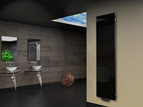 Badheizkörper mit Glas Design Montevideo 3 Glasfront 180x47cm 1118 Watt schwarz SZAGATO SZAGATO Handtuchwärmer Handtuchtrockner Handtuchhalter Paneelheizkörper vertikal Flachheizkörper design