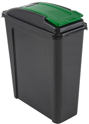 Green 25 Litre Plastic Waste Bin with Flap Lid by Wham