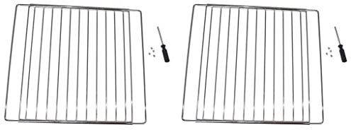 Ufixt Universal Adjustable Oven Grill Shelf (Pack of 2) – Chrome Extendable Fixed-Arm Rack 350–560 mm Width × 320 mm Depth with Locking Screws – Fits Most Cookers