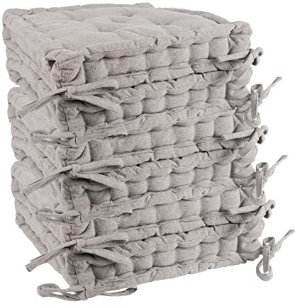 Nicola Spring Grey Seat Cushions - Pack of 6 - French Mattress Dining Chair Cushions Seat Pads Indoor Kitchen Outdoor Garden Patio Chair Pad Dining Bolster Pillow
