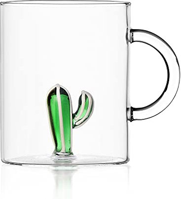 Ichendorf Milano Tazza Cactus Verde | Collezione Desert Plants | 45 cl | Vetro Borosilicato | Fatto a Mano