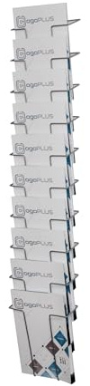 ogoPLUS 1 Stück 10 Fach Din A4 Metall Wandprospekthalter | Prospektständer Hochformat Flyer-Ständer Werbung, Wand-Aufsteller Büro Praxis