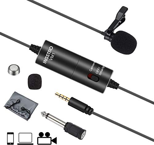 INSSTRO VM-1 Lavalier Mikrofon, Ansteckmikrofon Omnidirektionales Kondensator Lav Mikrofon 3,5mm Jack für Smartphone Kamera Kamera DSLR Camcorder Computer PC Laptop