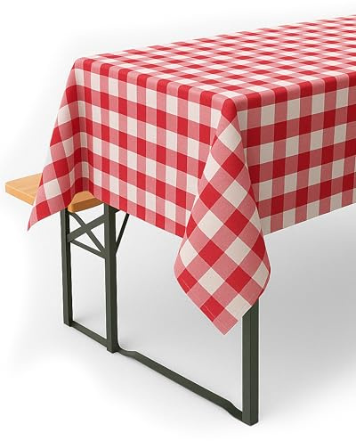 texpot Landhaus Tischdecke 110 x 220 cm Rot-weiß Kariert aus 100% Baumwolle im 20 mm Karo Bauernkaro