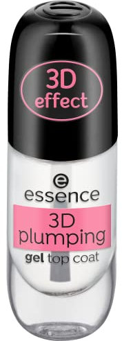 essence 3D plumping gel top coat, Unter- und Überlack, transparent, Expressergebnis, langanhaltend, gelig, intensiv, glänzend, ohne Aceton, vegan, Mikroplastik Partikel frei (8ml)