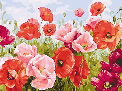 Kit per punto croce prestampati, OWN4B - Motivo stampato di fiori bellissimi 11CT, kit per ricamo fai da te 36 x 46 cm (fiori)