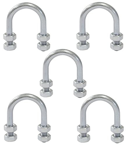 AERZETIX - C59044 - Lot de 5 Boulons en forme U pour tuyau 1/2 et 4 écrous M6x42 mm - pour tuyauterie à diamètre 1/2 ~21 mm - DIN3570 - en acier zingué - couleur argent
