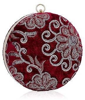 CORIOS Bolso de Fiesta para Mujer Terciopelo Clutch Redonda Cartera de Mano Bolso de Noche Bolsa de Cadena Bolsos Bandolera Elegante Bolso de Hombro para Fiesta de Graduación Banquete Boda Rojo