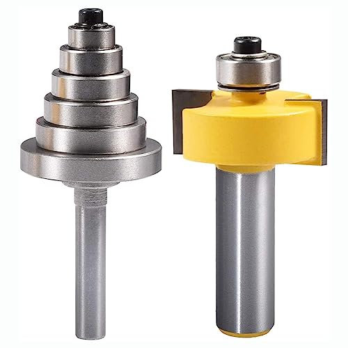 Bestgle 1/2 Shank Rabbet Router Bits with 6 Bearings Set for Woodworking Milling Slotting Cutter, Multiple Rabbet Depths 1/8, 1/4, 5/16, 3/8, 7/16, 1/2