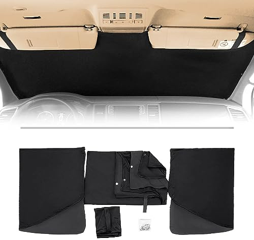 Kogaa Luxury Interior Tailored Front Windscreen Blind Black, Compatible with VW Transporter T5-T5.1 2003-2015, Sun Shade Cover, Weatherproof 100% Black Out Block UV Rays