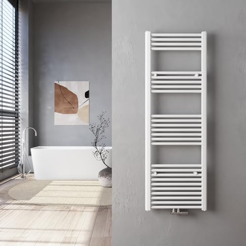 Heilmetz Badheizkörper 50 x 140 cm Handtuchtrockner Heizkörper Bad Mittelanschluss 568 Watt Leistung Handtuchwärmer Handtuchheizkörper Weiß Gerade