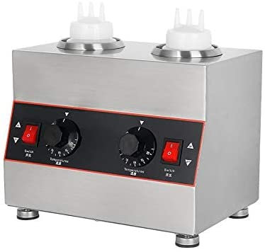 ZAJCI Electric Sauce Warmer, Commercial Chocolate Heater Sauce Warmer Stainless Steel Soy Jam Cheese Fondue Heater Machine Ideal For Kitchen (2Bottles)