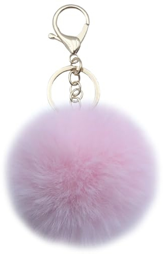 Xsclpomddy Pom Pom Schlüsselbund künstliche weiche Kaninchenhaar Taschenanhänger Ball Schlüsselanhänger für Handtasche Auto Anhänger Dekoration