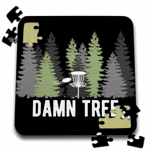 3dRose Damn Tree with disc Golf Basket in a Row of Pines on Black... - Puzzles (pzl-382299-2)