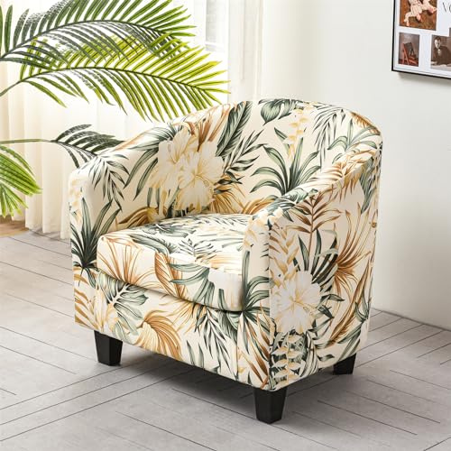 Morbuy Sesselbezug Stretch mit Armlehne, 2er Set Sessel Überzug Universal Sesselhussen Stretch Weich Sesselüberzug Elastisch Hussen für Clubsessel Cocktailsessel (Goldene Blume)