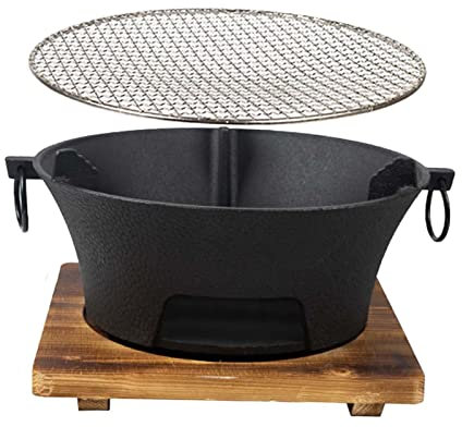 Duiaynke Holzkohlegrill Runde Feuerstelle Schüssel mit Grillrost Ofen Kamin Holzofen Campingkocher für BBQ Outdoor Kochen Wandern Picknick (L)