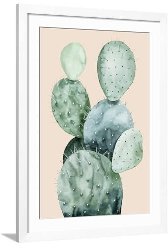 ART.COM Wall Art Print Cactus on Coral II on White Frame by Grace Popp, 32 x 44