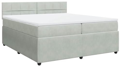 vidaXL Ramsäng med madrass ljusgrå 200x200 cm sammet