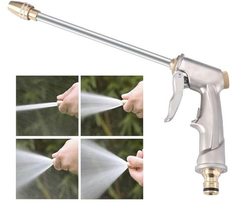 Gartenbrause Metall Hochdruck Garten Handbrause Bewässerungsbrause mit 4 Sprühbilder Multifunktional Gartenschlauch Spritze Garten Spritzpistole für Autowäschen Haustierdusche Gartenbewässerung