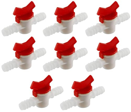 SagaSave 8PCS Valve à boisseau sphérique barbelée, 16 mm Valve à boisseau sphérique pour irrigation goutte à goutte, Vanne de contrôle de débit avec interrupteur d’arrêt, Valve à boisseau sphérique