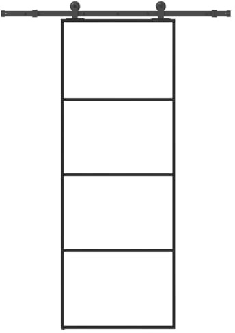 vidaXL Puerta corredera con set herrajes vidrio ESG aluminio 76x205 cm