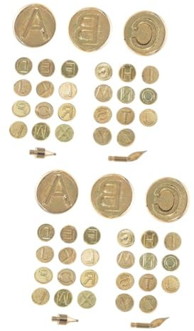 VILLCASE 2 Juegos Cabeza De Pirograbado De Letras Cauterización Pasta De Antorcha Soldadura Sellos De Letras De Carpintería Cauterio Para Etiquetas Piloto Bolígrafo Cobre Golden