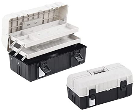 Boîte à Outils Solide Boîtes à Outils Boîte à Outils en Plastique à 3 Couches Organisateur Ensemble d'outils Pliable avec Plateau élévateur Mallette de Rangement à accès Facile de Grande Cap