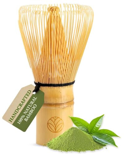 Special Leaves Fouet à Matcha en Bambou Naturel (Chasen) – 100 brins pour une mousse crémeuse – Accessoire traditionnel pour la cérémonie du thé japonais – Durable et fait main
