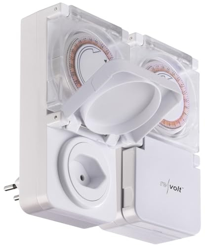 revolt Strom Zeitschaltuhren: CH: 2er-Set 24-Std.-Timer für Steckdose Typ J, bis 2.300 Watt, IP44 (Zeitschaltuhren Steckdose Outdoor, Strom Schaltuhren, Gartensteckdose)