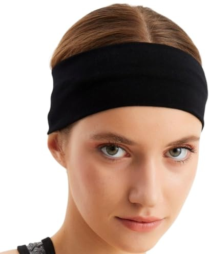 BABYGIZ Fasce per capelli da donna, tinta unita, antiscivolo, per yoga, sport, alla moda, per capelli da donna, in morbido tessuto di cotone, fasce elastiche per donne, per allenamento, fitness, corsa