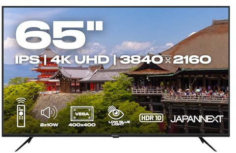 JapanNext Monitor de Gran Formato 65 IPS 4K UHD (3840x2160) | Altavoces Integrados (10Wx2) | G-Sync/FreeSync | JN-IPS65U