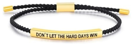 Don't Let the Hard Days Win Bracelet,Adjustable Braided Rope Bracelet for Women,Strength & Motivational Wristband,Inspirational Gift for Women,Proud of You Brace-let,Simple Braided Bra-celet (Golden)