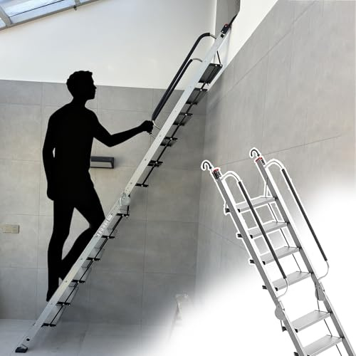 Scala per Soppalco Scala Pieghevole per Loft per Case di Piccole Dimensioni, Letti a Castello con Gradini per Soffitte, Scale di Emergenza per Finestre di Scantinati(10 Steps 2.4-2.7m (94.5-106.3))