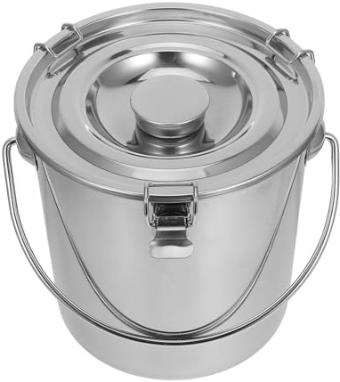 HINTRMENT Stainless Steel Sealed Bucket, Metal Bucket with Lid, 5l Storage Container, Handle for Carrying, for Hotel and Party Use