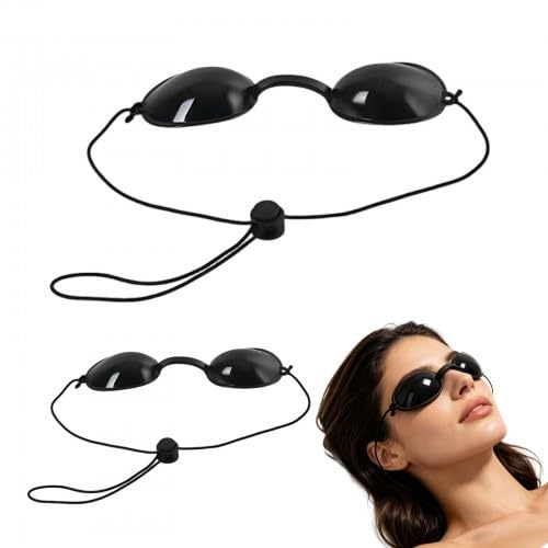 Solvio 2 Pairs Protective Sunbed Goggles for Red Light Eye Protection, UV Safety Tanning Goggles for Women, Adjustable Sunbed Glasses for Sunbathing, IPL and LED Light Therapy