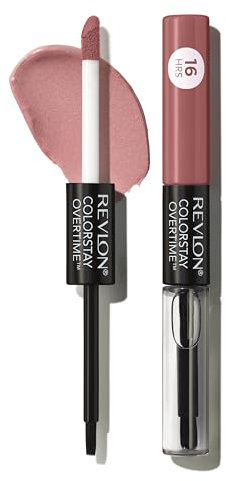 Revlon ColorStay Overtime Liquid Lipstick with Clear Lip Gloss, Long-Lasting Lip Color, Dual Ended with Moisturizing Vitamin E, 340 Eternally Tan, 0.07 fl oz