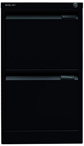 BISLEY Hängeregistraturschrank, einbahnig, DIN A4, 2 HR-Schubladen, Metall, 633 Schwarz, 62.2 x 41.3 x 71.1 cm