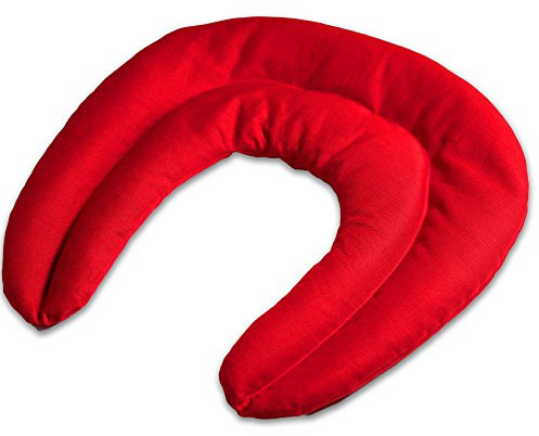 Coussin compartimenté tour de cou aux graines - Coton bio - rouge - graines de colza - coussin thermique pour la nuque