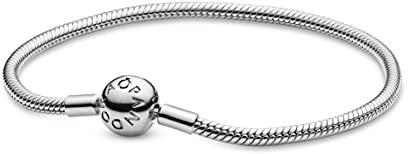 PANDORA Icons Bracciale in maglia snake in argento con chiusura rotonda, 20