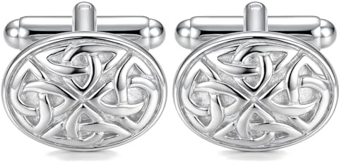 Alexander Castle 925 Sterling Silber Celtic Manschettenknöpfe für Männer – Ovale 17mm x 12mm Celtic Trinity Manschettenknöpfe mit Schmuck-geschenkbox