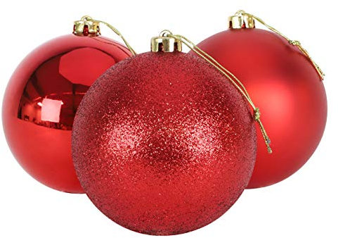 Christmas Concepts® Pack of 3 - Boules de Noël Extra Grandes de 150 mm (6) - Boules décorées Brillantes, Mates et Scintillantes (Rouge)