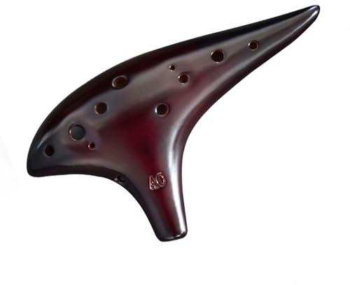 “Ocean Notes” 12 Hole Sweet Potato Ocarina Graceful Shape Pottery Ocarina in Alto C (Smoked Coffee)