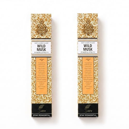 SVATV Ört- och antik metod mysk rökelsepinne med förpackning med 2 rökelse för meditation, yoga, andlig, aromaterapi energi rengöring och lugna ner sinnet - 15 g x 2 rökelse | 30 g | 29,8 g