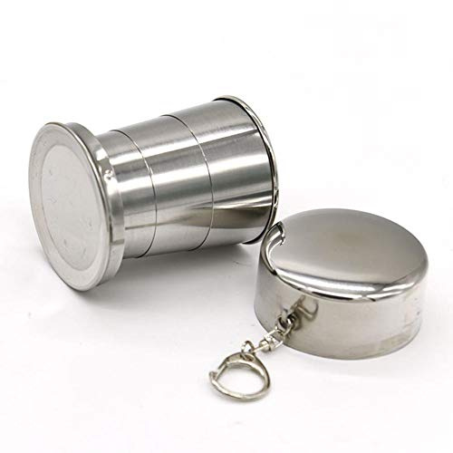 Taza Plegable de Acero Inoxidable para Exteriores, portátil, telescópica, retráctil, para Viajes, Camping, Senderismo, 150m l